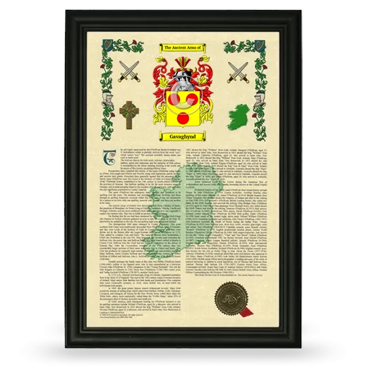 Gavaghynd Armorial History Framed - Black