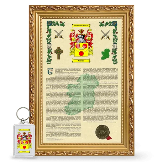 Gavan Framed Armorial History and Keychain - Gold