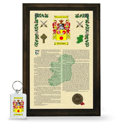 MacCavigint Framed Armorial History and Keychain - Brown