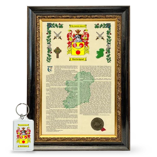 MacGavigynd Framed Armorial History and Keychain - Heirloom