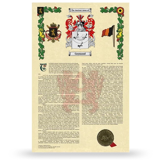 Gaymand Armorial History with Coat of Arms