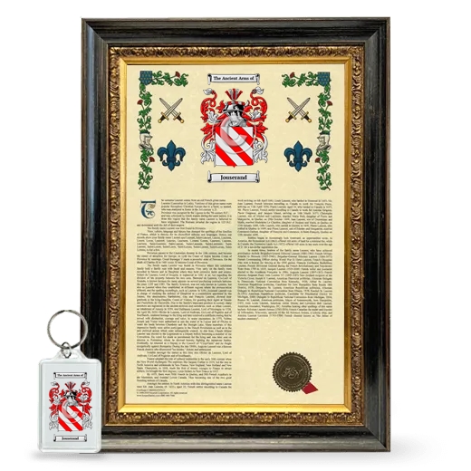 Jouserand Framed Armorial History and Keychain - Heirloom