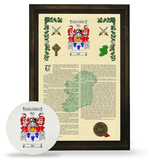 Gar Framed Armorial History and Mouse Pad - Brown