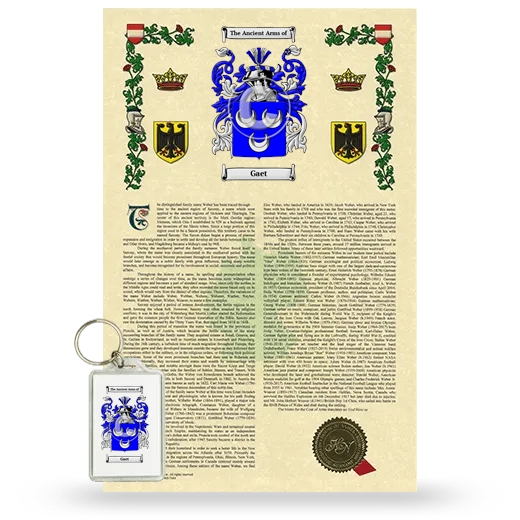 Gaet Armorial History and Keychain Package