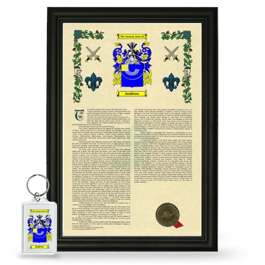 Jandreau Framed Armorial History and Keychain - Black