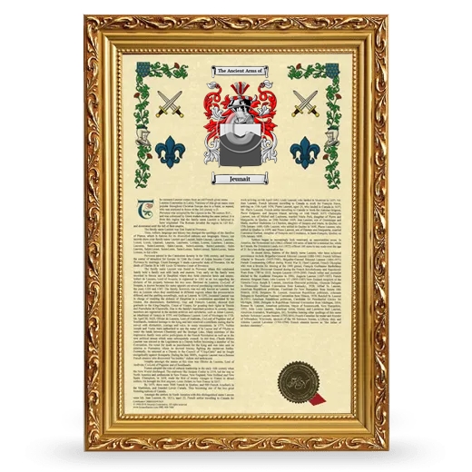 Jeunait Armorial History Framed - Gold