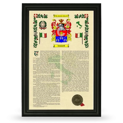 Genuardi Armorial History Framed - Black