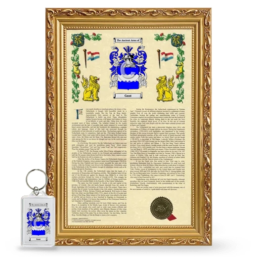 Gant Framed Armorial History and Keychain - Gold