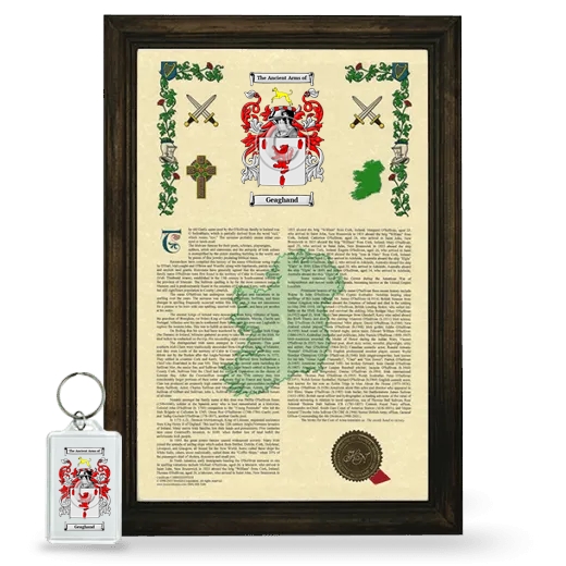 Geaghand Framed Armorial History and Keychain - Brown