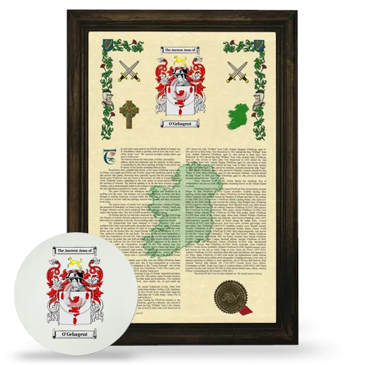 O'Gehagent Framed Armorial History and Mouse Pad - Brown