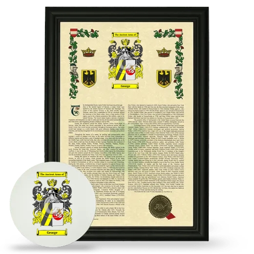 George Framed Armorial History and Mouse Pad - Black