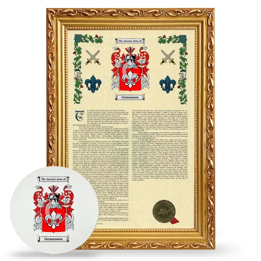 Germanaux Framed Armorial History and Mouse Pad - Gold