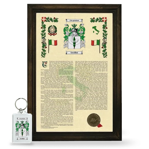 Gerollini Framed Armorial History and Keychain - Brown