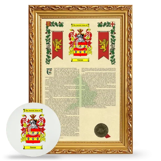 Garan Framed Armorial History and Mouse Pad - Gold