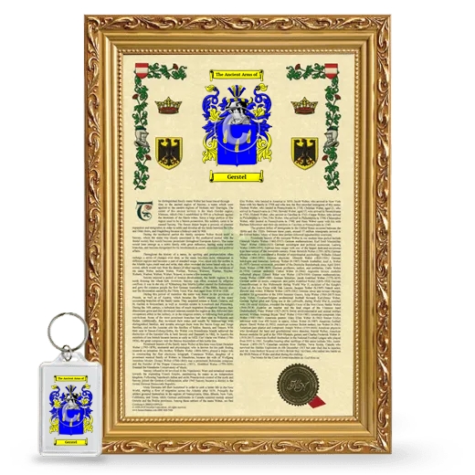 Gerstel Framed Armorial History and Keychain - Gold