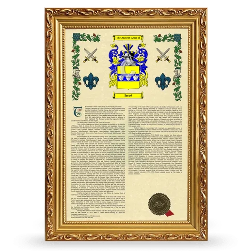 Jervé Armorial History Framed - Gold