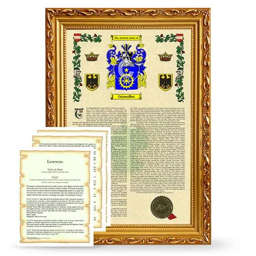 Gaymullen Framed Armorial History and Symbolism - Gold