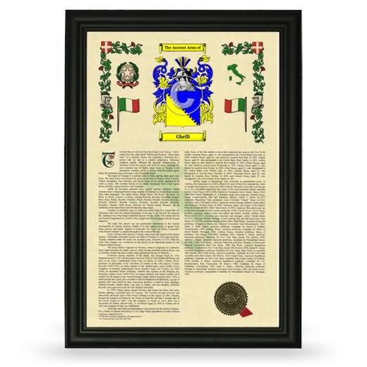 Ghelli Armorial History Framed - Black