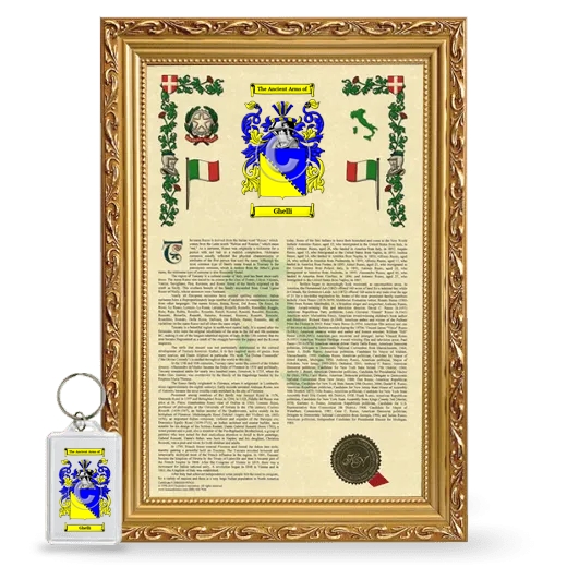 Ghelli Framed Armorial History and Keychain - Gold