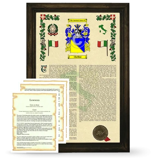 Ghellini Framed Armorial History and Symbolism - Brown