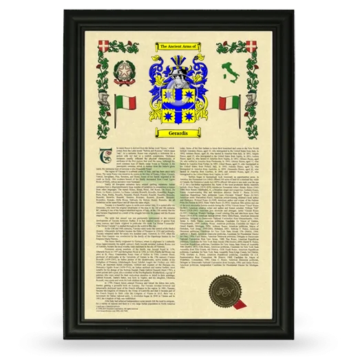 Gerardis Armorial History Framed - Black