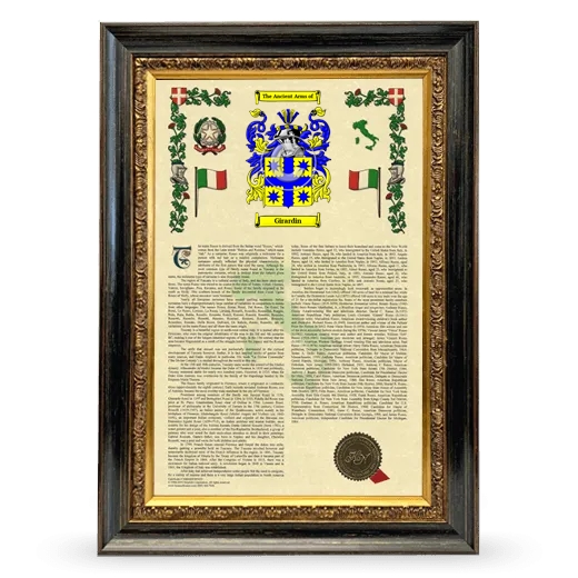 Girardin Armorial History Framed - Heirloom