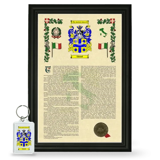 Giraud Framed Armorial History and Keychain - Black
