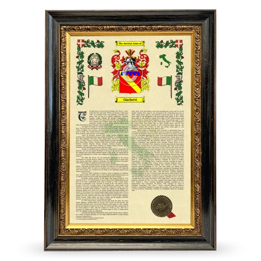 Giachetti Armorial History Framed - Heirloom