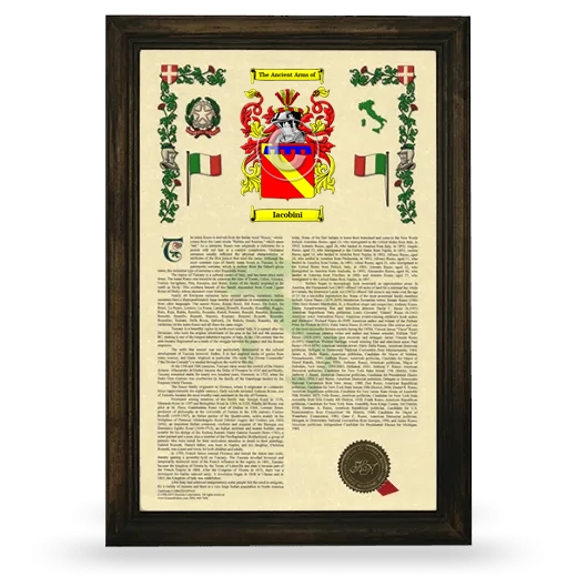 Iacobini Armorial History Framed - Brown