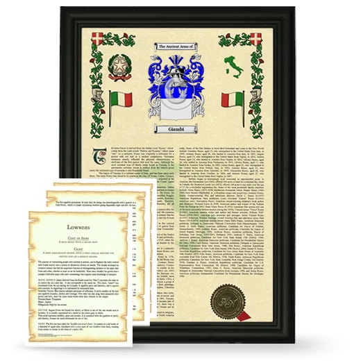 Giambi Framed Armorial History and Symbolism - Black