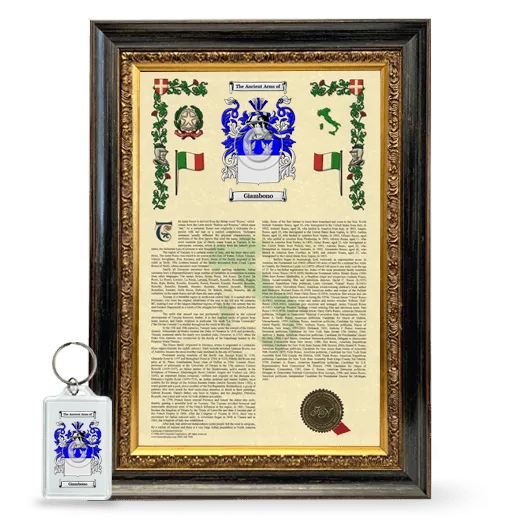 Giambono Framed Armorial History and Keychain - Heirloom