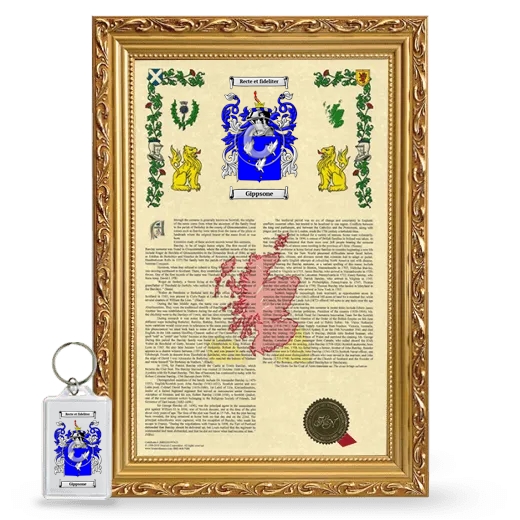Gippsone Framed Armorial History and Keychain - Gold