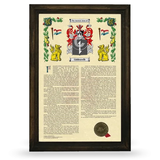 Giddenvellt Armorial History Framed - Brown