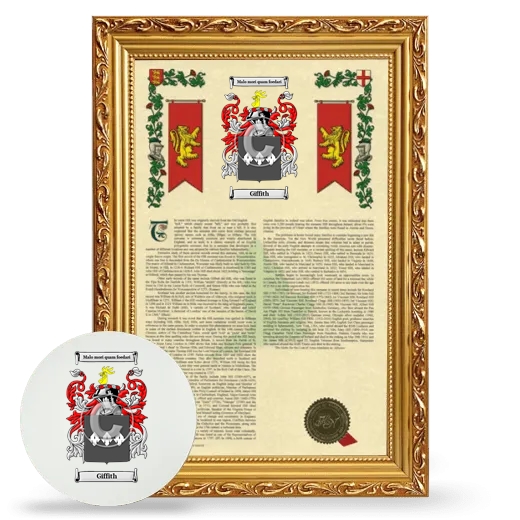 Giffith Framed Armorial History and Mouse Pad - Gold