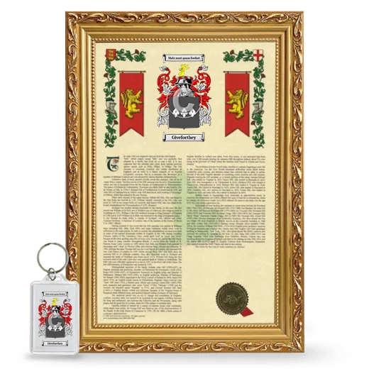 Giveforthey Framed Armorial History and Keychain - Gold