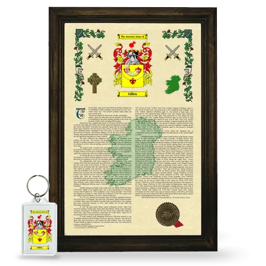 Gillen Framed Armorial History and Keychain - Brown