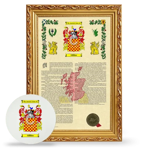 Gillilan Framed Armorial History and Mouse Pad - Gold