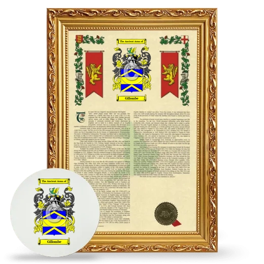 Gillombe Framed Armorial History and Mouse Pad - Gold