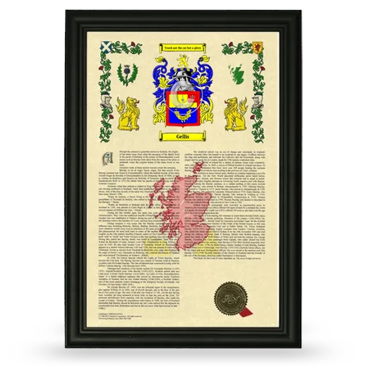 Gellis Armorial History Framed - Black