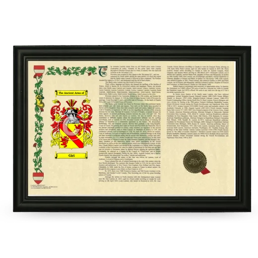 Giri Armorial Landscape Framed - Black