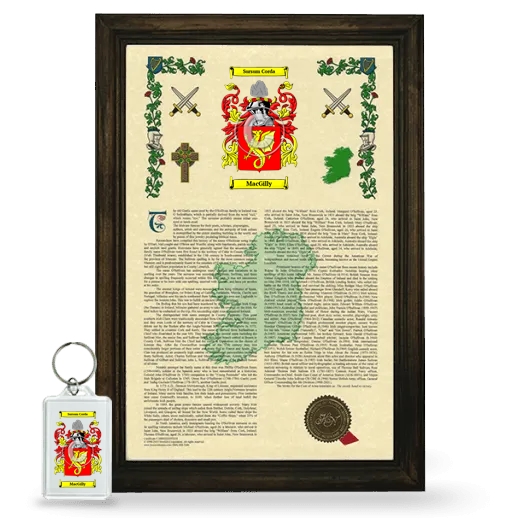 MacGilly Framed Armorial History and Keychain - Brown