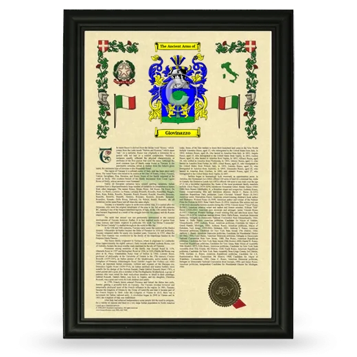 Giovinazzo Armorial History Framed - Black