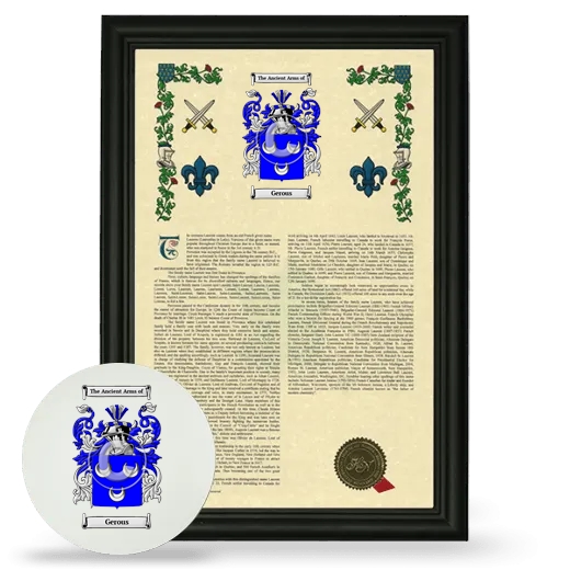 Gerous Framed Armorial History and Mouse Pad - Black