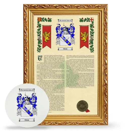Gison Framed Armorial History and Mouse Pad - Gold