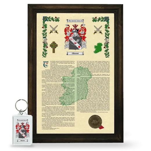 Glissent Framed Armorial History and Keychain - Brown