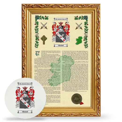 Glissind Framed Armorial History and Mouse Pad - Gold