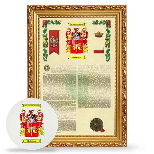 Glodowski Framed Armorial History and Mouse Pad - Gold