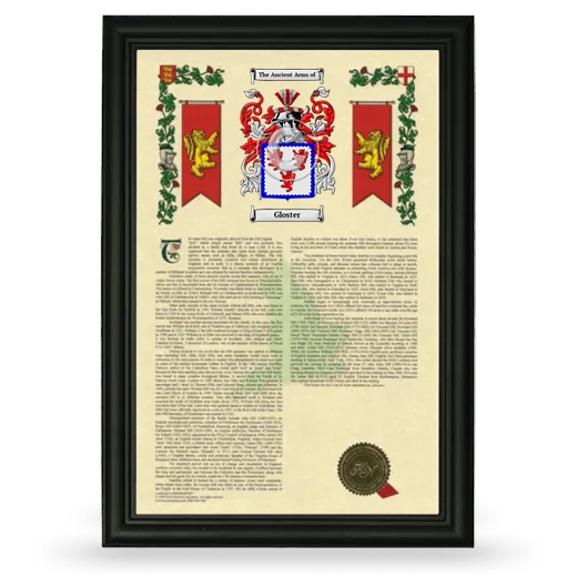Gloster Armorial History Framed - Black