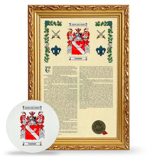 Gontiaie Framed Armorial History and Mouse Pad - Gold