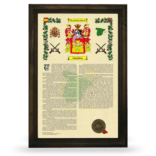 Gonzalvez Armorial History Framed - Brown